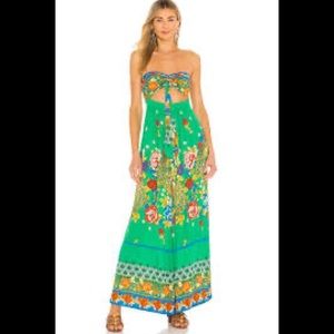 Free People Bali Birds Of Paradise Jumpsuit in Green Combo Medium
